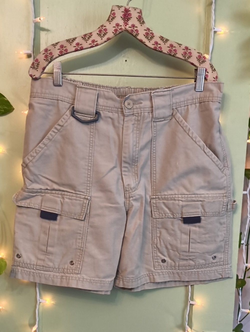 Men's 🆓 Reel Legends Khaki Tan Deep Sea Fishing 🎣 Cargo Pockets Lure Shorts 34